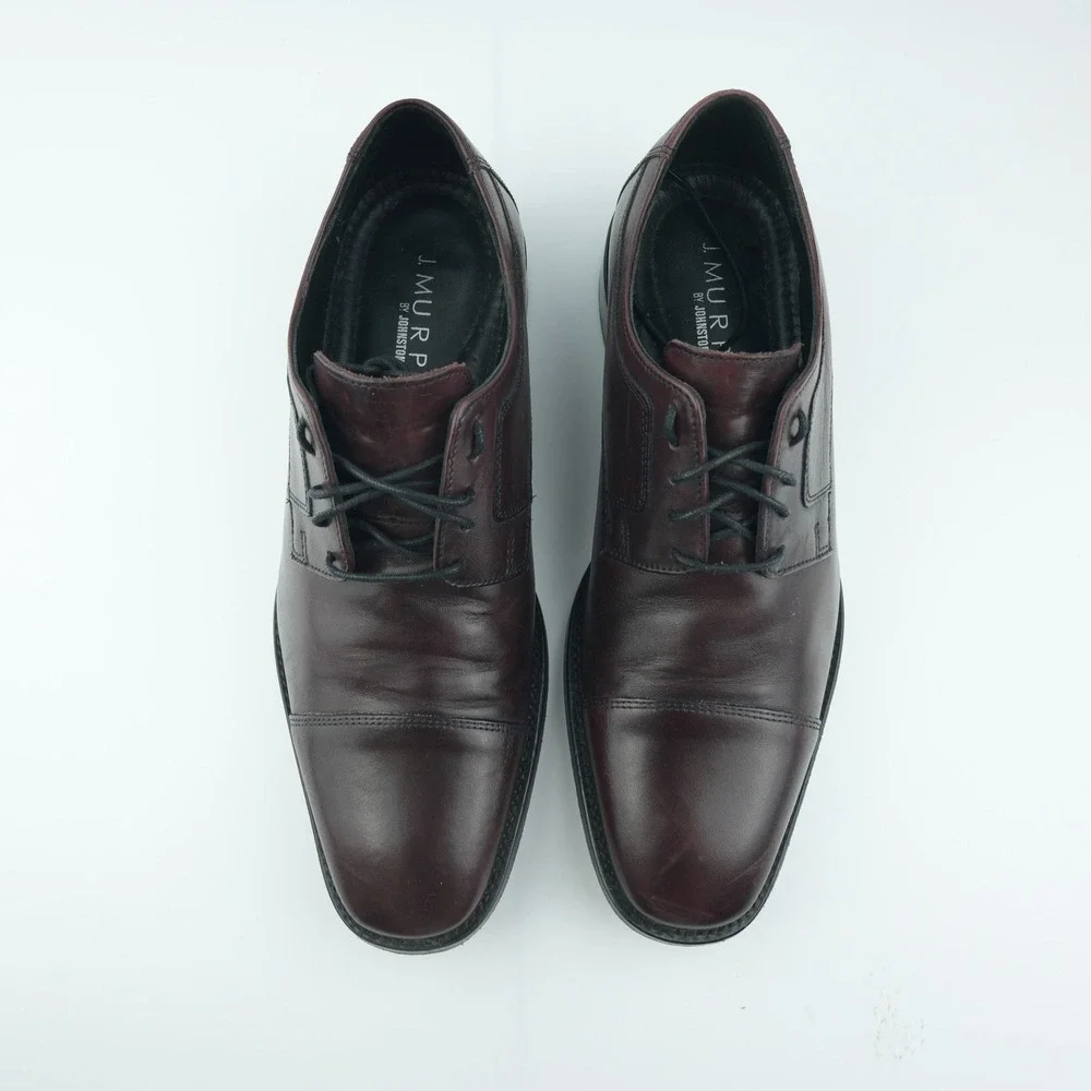 J. Murphy Johnston & Murphy Dress Shoes Mens 9.5M Burgundy Cap Toe Leather‎
